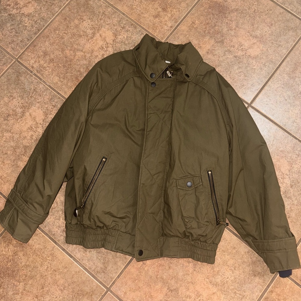 Vintage London Fog bomber like coat jacket size large green